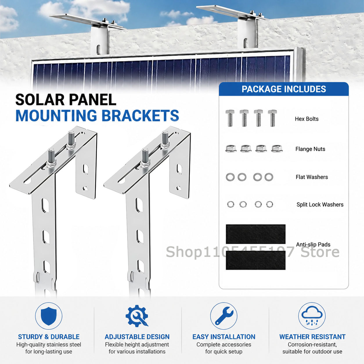 Solar Panel Tilt Mount - قطعتان من حامل الألواح الشمسية القابل