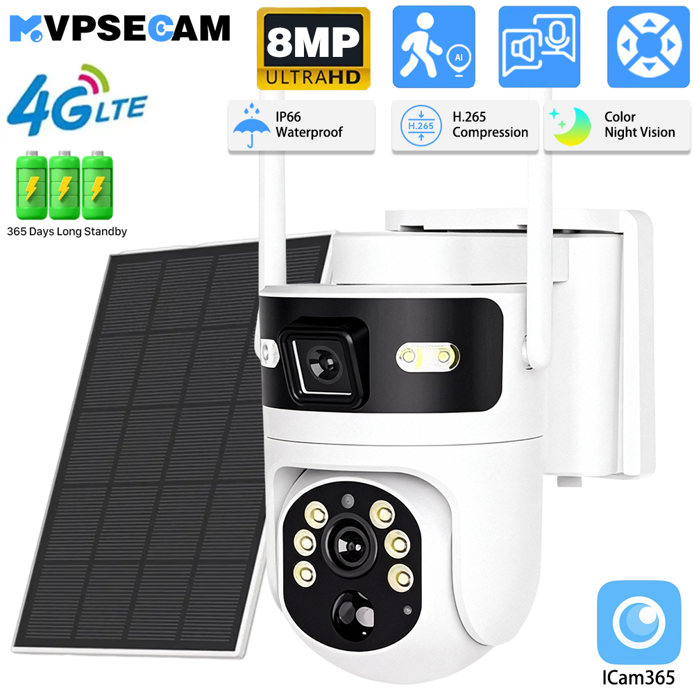 8MP 4K 4G بطاقة SIM PTZ IP كام - مراجعة Solar Panel Tilt Mount وسعره