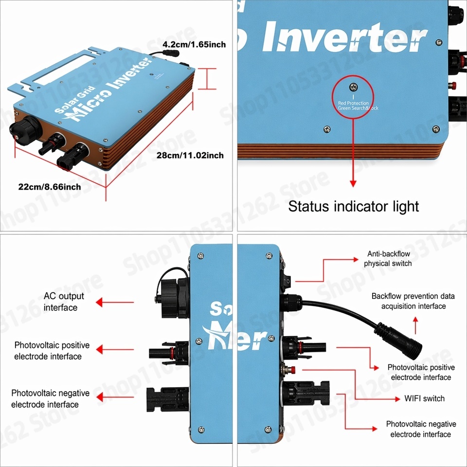 محول طاقة شمسية صغير 1200 واط  - مراجعة Grid Tie Micro Inverter وسعره